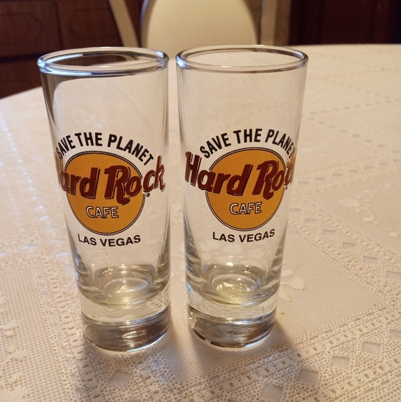 Hard Rock Cafe Other - 🆕 Vintage Save The PLANET Hard Rock Cafe Las Vegas Tall Shot Souvenir Glasses